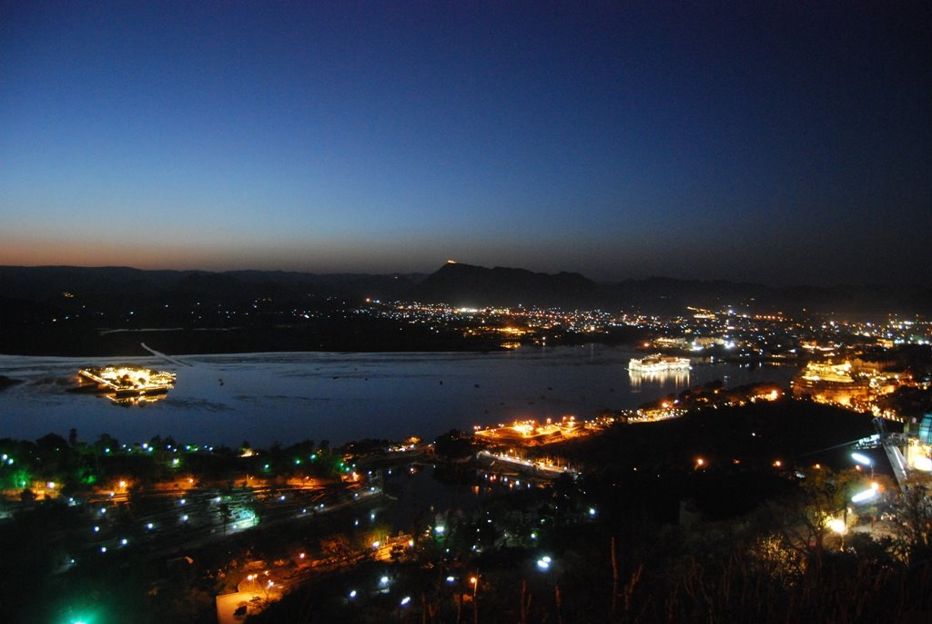 View of Udaipur from Karni Mata at Night